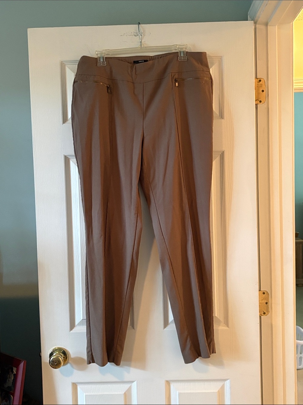 Style & Co. Women's Taupe Straight-Leg Trousers with Zip Pockets